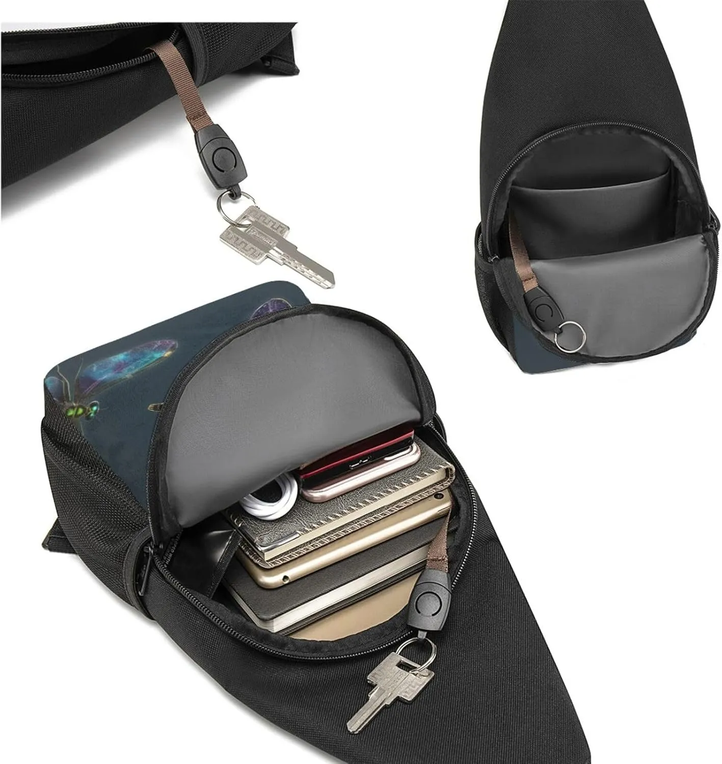 Sling bag for Women Men Trendy Sling Bakpack Casual Chest Bag Dragonfly Fanny Pack for Travel Hiking