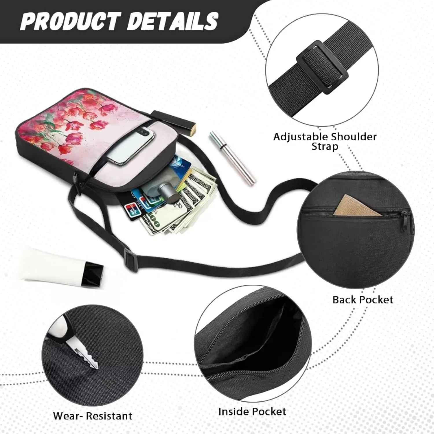 Small Crossbody Bags with Shoulder Strap Casual Messenger Bags Trendy Phone Holder Purse Pouch