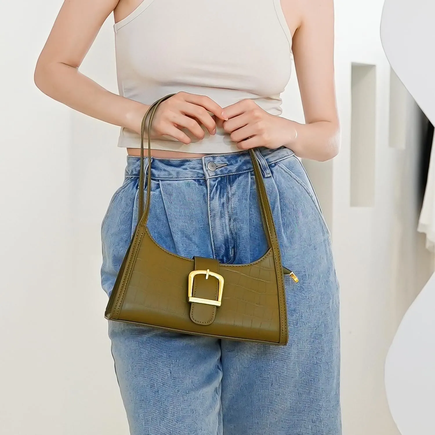 Small Shoulder Bags for Women Chic Purse Premium Leather Hobo Handbag Stylish