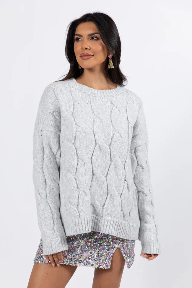 Steer Me Right Grey Oversized Cable Knit Sweater FINAL SALE