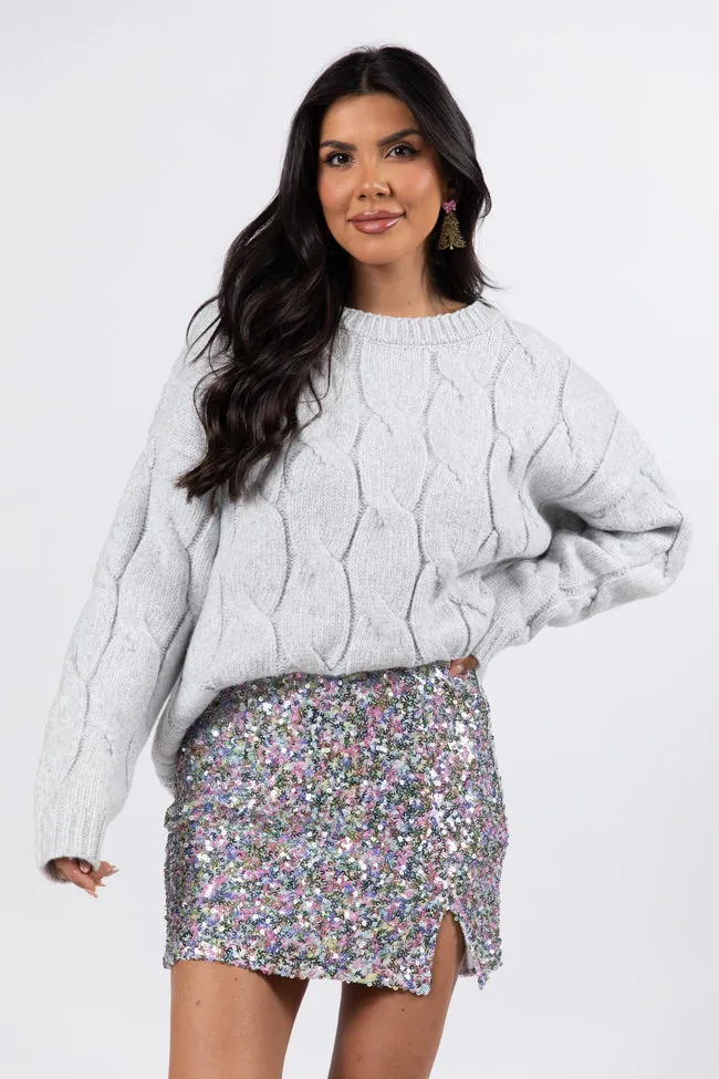 Steer Me Right Grey Oversized Cable Knit Sweater FINAL SALE