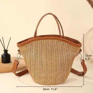 Straw Beach Bags for Women Woven Crossbody Handmade Tote Bags Raffia Straw Purse Sling Bag Handbag Vacation