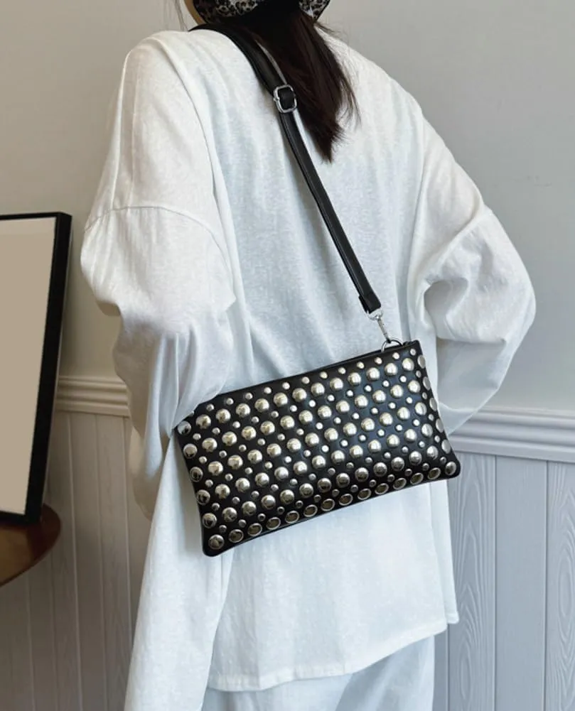 Studded Crossbody Bags for Women Pu Leather Clutch Purses for Women Retro 90s Handbags Chic Evening Bag Envelope Clutch 2025