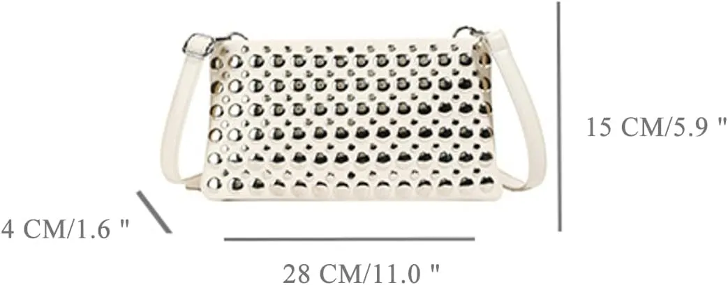Studded Crossbody Bags for Women Pu Leather Clutch Purses for Women Retro 90s Handbags Chic Evening Bag Envelope Clutch 2025