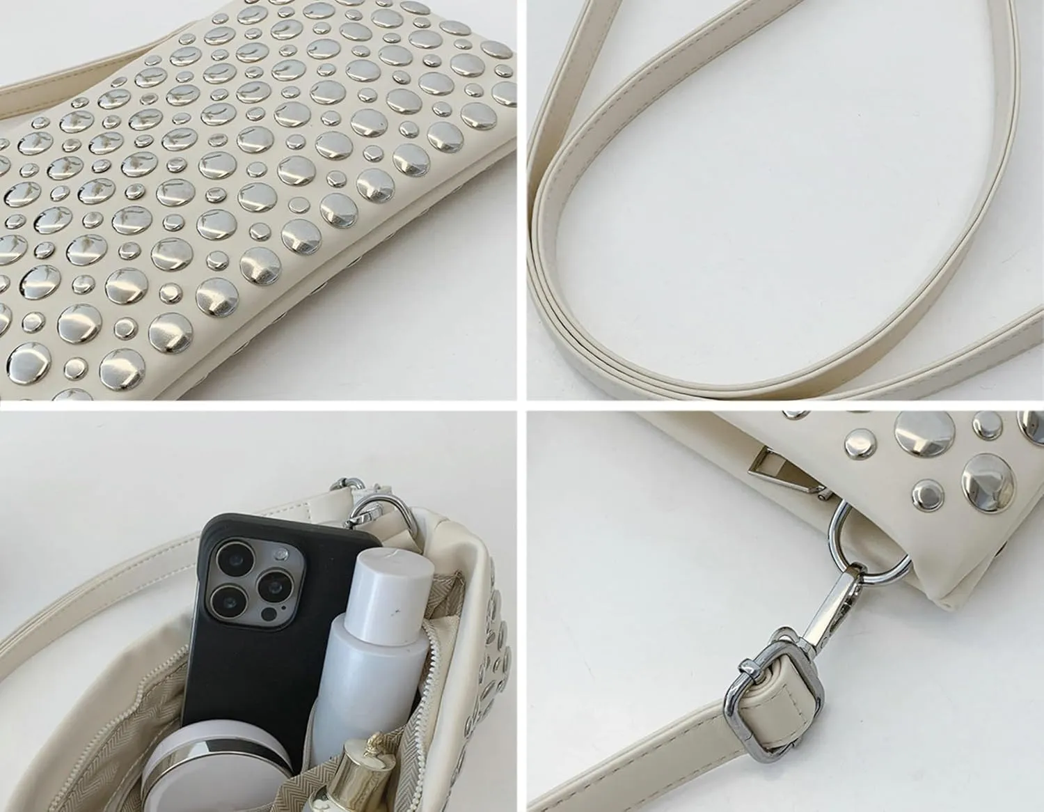 Studded Crossbody Bags for Women Pu Leather Clutch Purses for Women Retro 90s Handbags Chic Evening Bag Envelope Clutch 2025