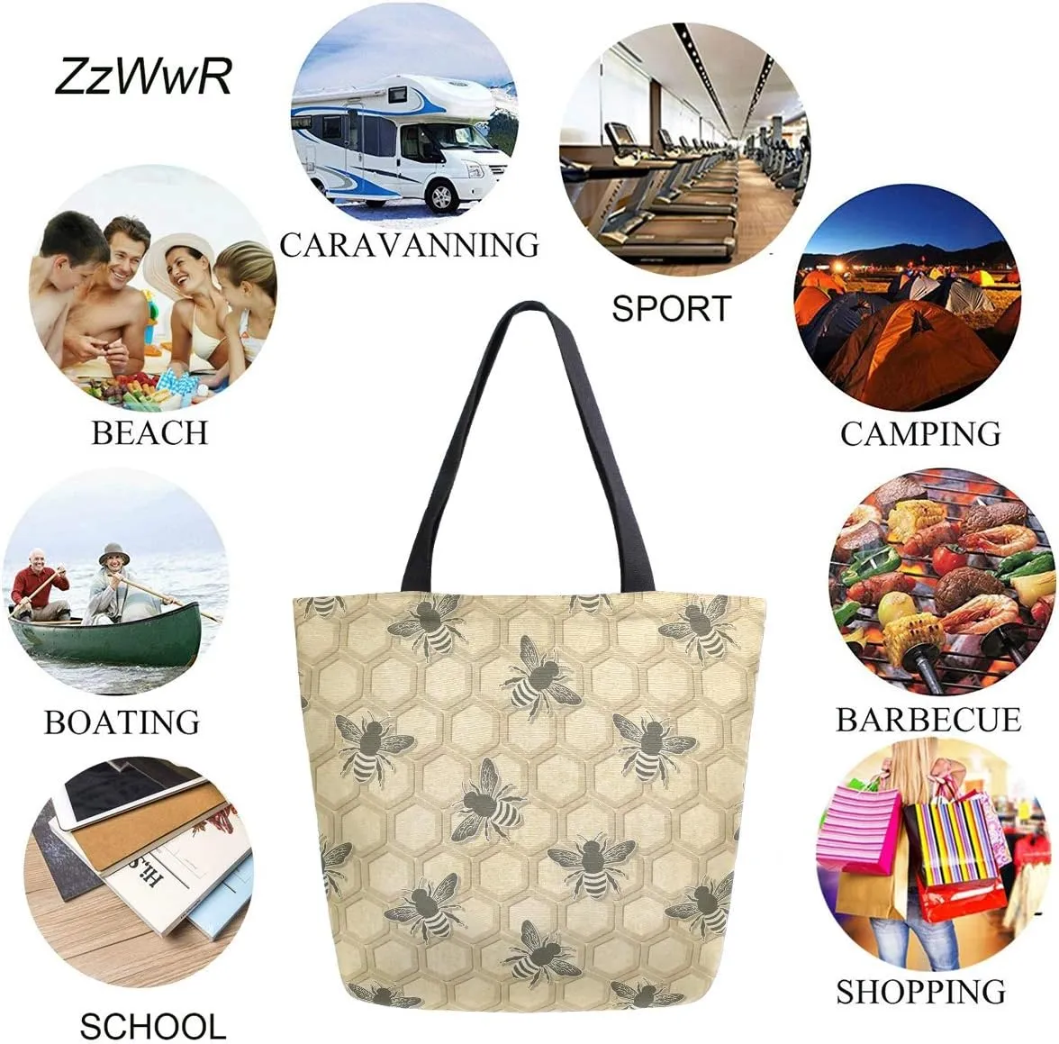 Stylish Cute Pattern Extra Large Shoulder Tote Bag for Beach Travel Weekender Gym Grocery Shopping