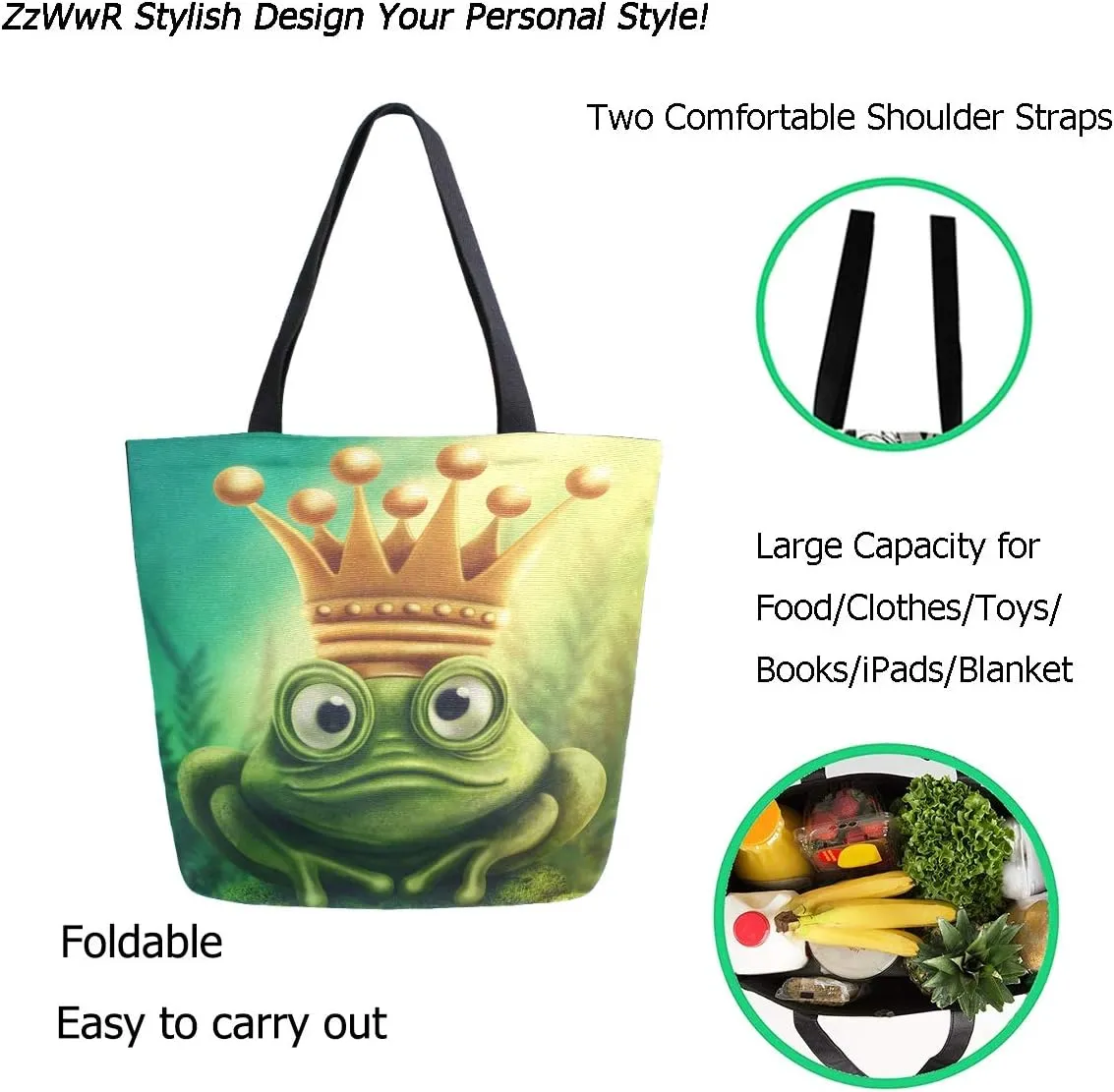 Stylish Cute Pattern Extra Large Shoulder Tote Bag for Beach Travel Weekender Gym Grocery Shopping
