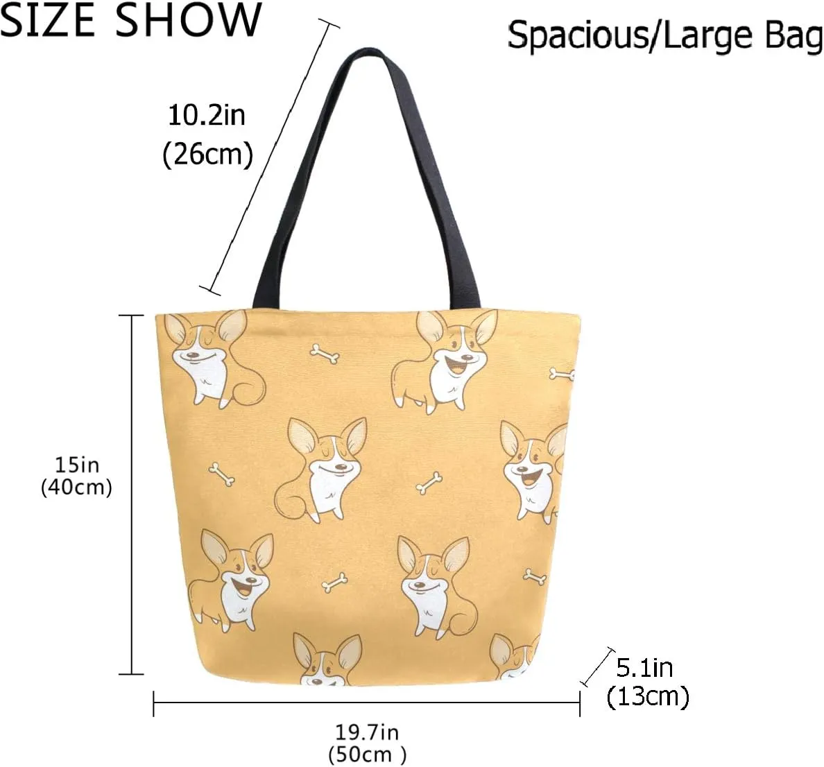Stylish Funny Pattern Extra Large Shoulder Tote Bag for Beach Travel Weekender Gym Grocery Shopping