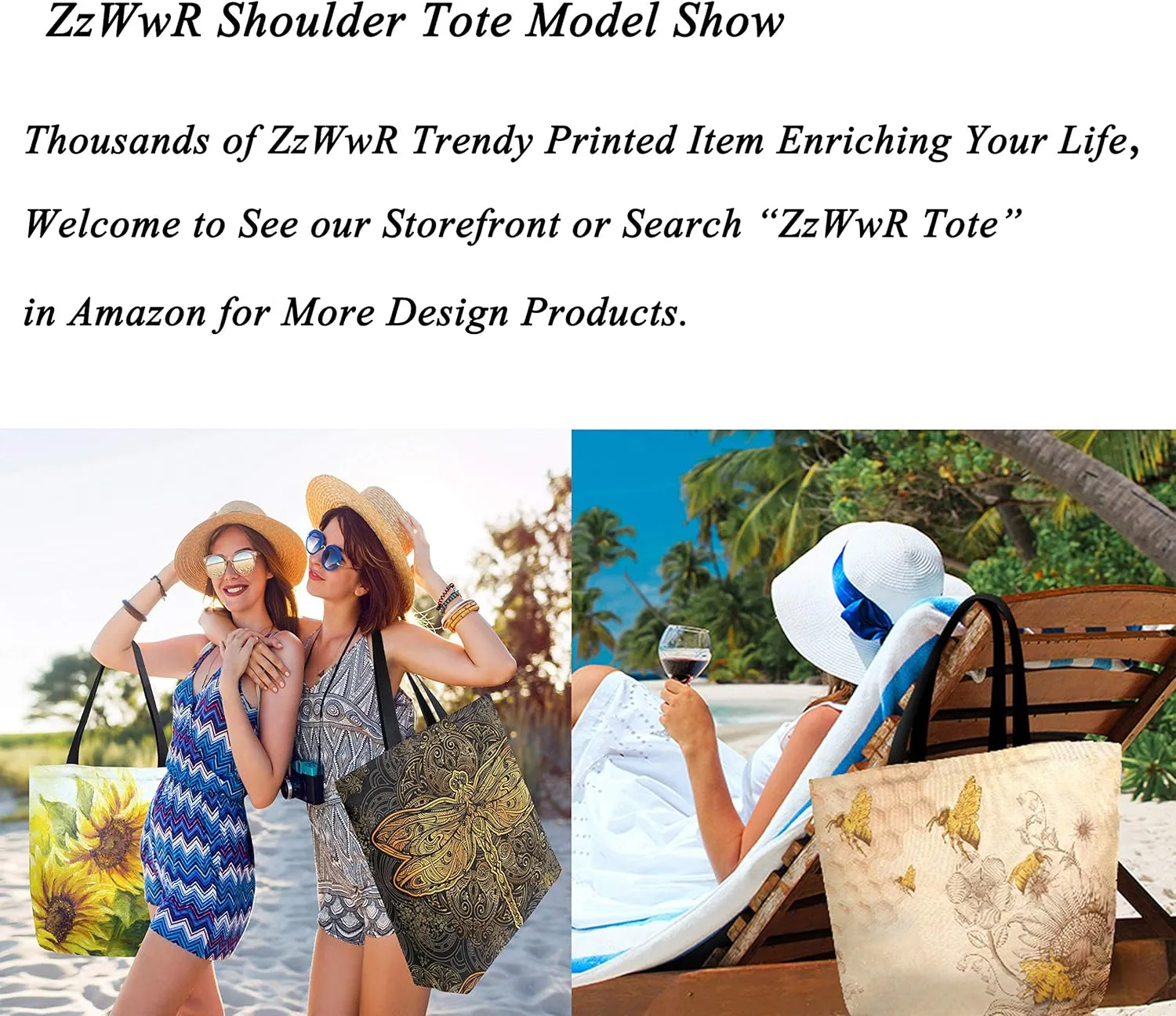 Stylish Print Extra Large Shoulder Tote Bag for Beach Travel Weekender Gym Grocery Shopping