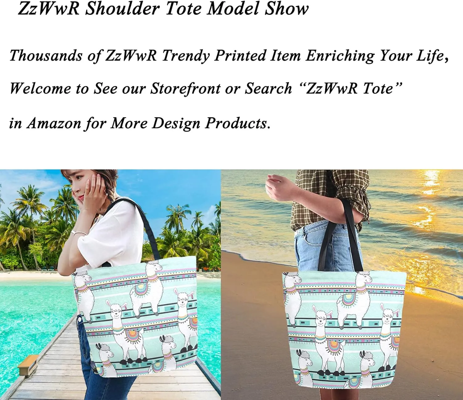 Stylish Print Extra Large Shoulder Tote Bag for Beach Travel Weekender Gym Grocery Shopping
