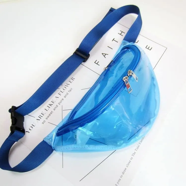Stylish Women Iridescent Hologram Fanny Pack Shiny Metallic Waist Bag Punk Girl For Festival Rave Hiking Running Cycling (Clear Blue)