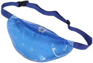 Stylish Women Iridescent Hologram Fanny Pack Shiny Metallic Waist Bag Punk Girl For Festival Rave Hiking Running Cycling (Clear Blue)