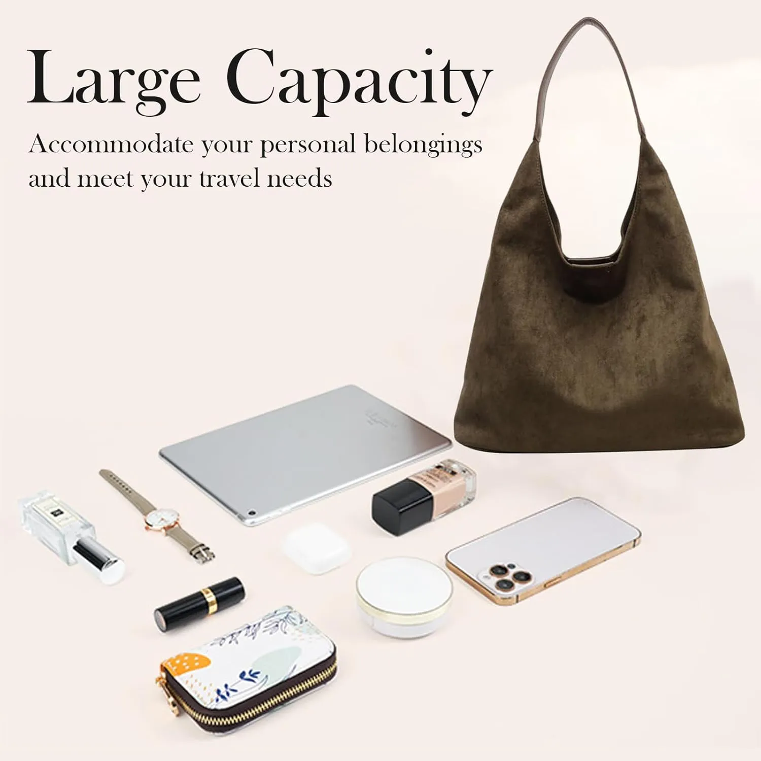 Suede Bags for Women Trendy Brown Suede Purses Hobo Handbag Leather Crossbody Bags for Shopping Party