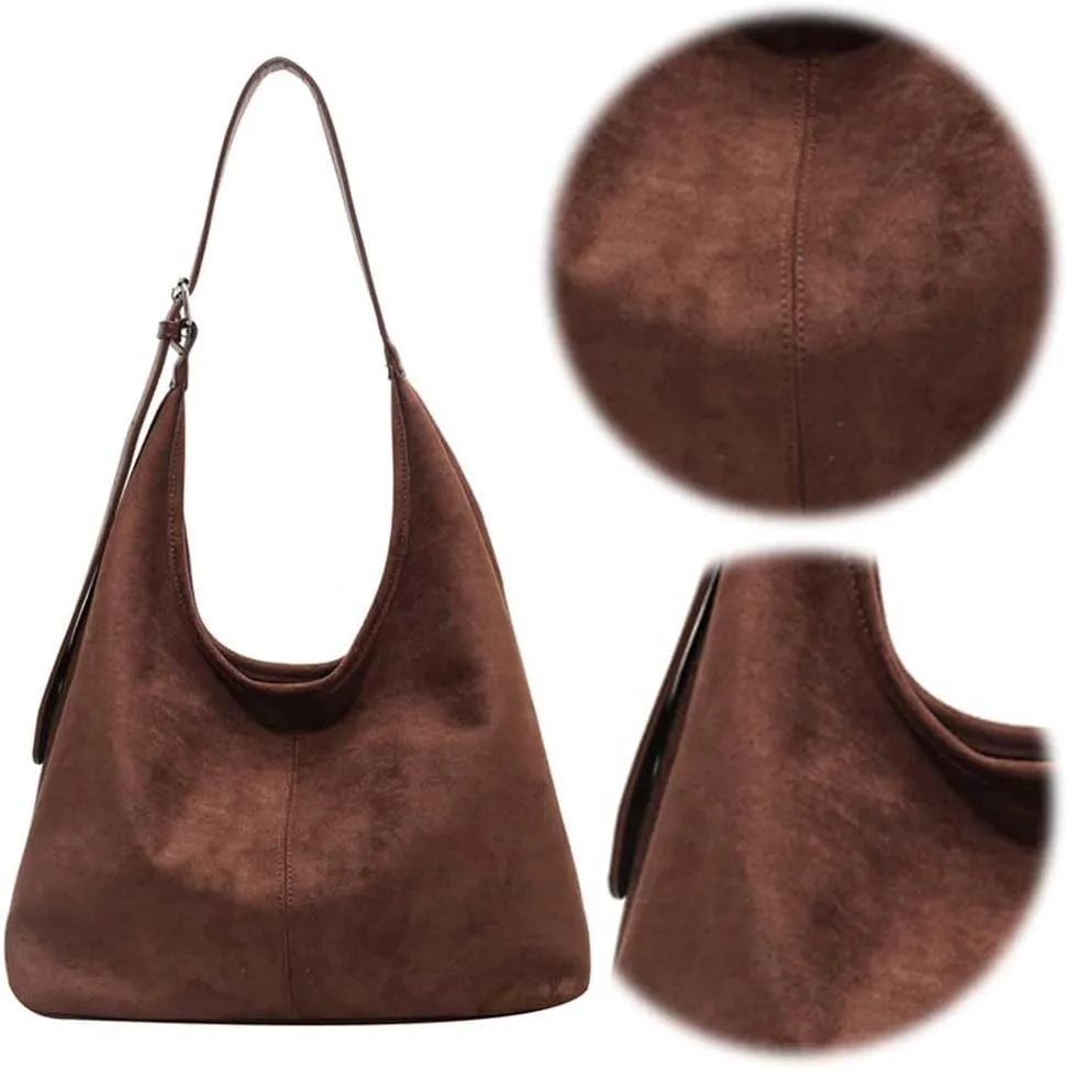 Suede Hobo Bags for Women Slouchy Bag Suede Purse Suede Tote Bag Large Capacity Chic Hobo Bag for Travel Work