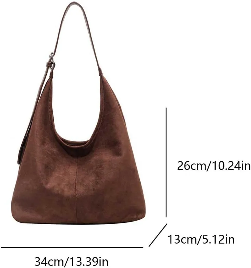 Suede Hobo Bags for Women Slouchy Bag Suede Purse Suede Tote Bag Large Capacity Chic Hobo Bag for Travel Work