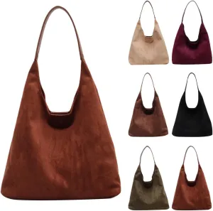 Suede Tote Bag,Suede Shoulder Bag,Leather Bags Brown for Women,Suede Purse,Stylish Large Capacity Work handbag