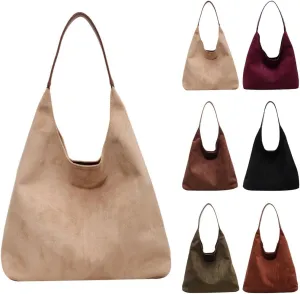 Suede Tote Bag,Suede Shoulder Bag,Leather Bags Brown for Women,Suede Purse,Stylish Large Capacity Work handbag