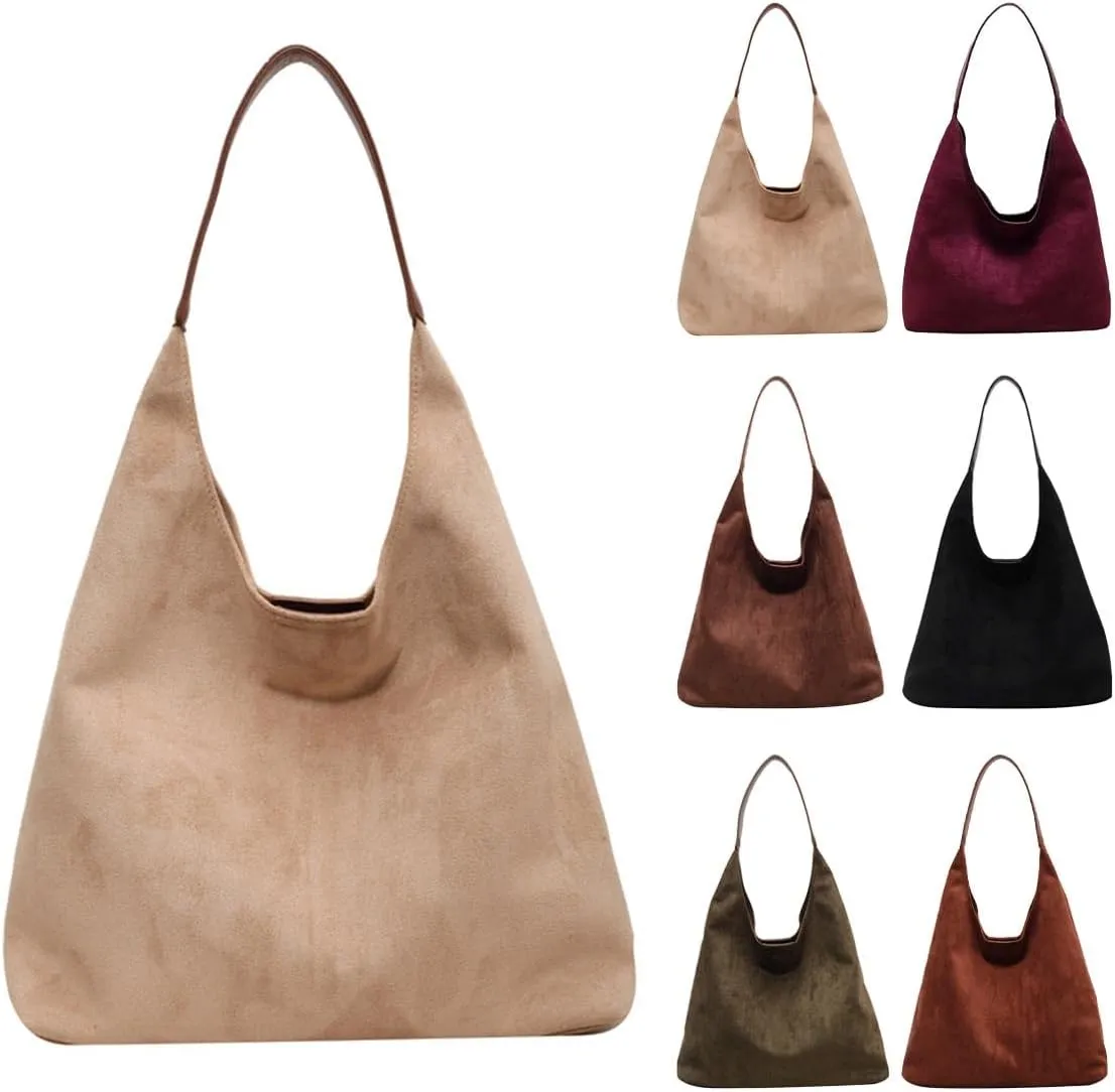 Suede Tote Bag,Suede Shoulder Bag,Leather Bags Brown for Women,Suede Purse,Stylish Large Capacity Work handbag