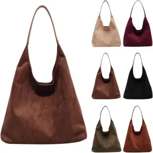 Suede Tote Bag,Suede Shoulder Bag,Leather Bags Brown for Women,Suede Purse,Stylish Large Capacity Work handbag