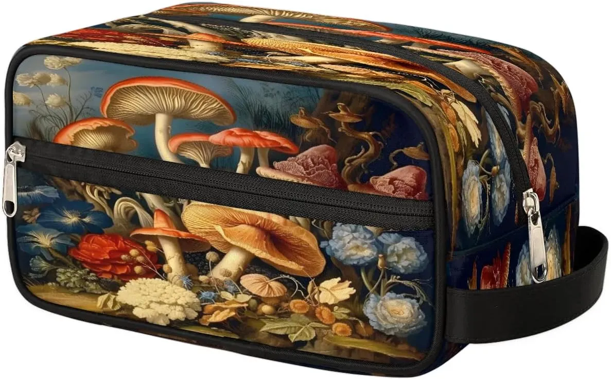 Toiletry Bag for Boys Man Art Painting Mushroom,Travel Toiletry Bag for Woman Comestic Makeup Bag,Waterproof Shaving Bag for Toiletries Accessories Travel Essentials