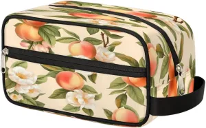 Toiletry Bag for Boys Man Art Painting Peach Flower Leaves,Travel Toiletry Bag for Woman Comestic Makeup Bag,Waterproof Shaving Bag for Toiletries Accessories Travel Essentials