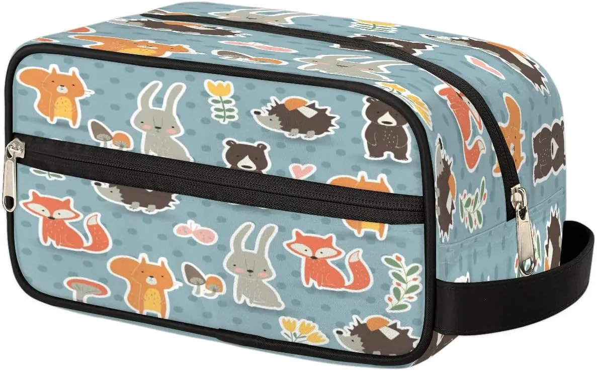 Toiletry Bag for Boys Man Cute Animal Bunny Fox,Travel Toiletry Bag for Woman Comestic Makeup Bag,Waterproof Shaving Bag for Toiletries Accessories Travel Essentials