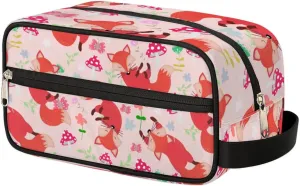 Toiletry Bag for Boys Man Cute Fox Mushroom Pattern,Travel Toiletry Bag for Woman Comestic Makeup Bag,Waterproof Shaving Bag for Toiletries Accessories Travel Essentials