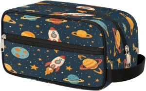 Toiletry Bag for Boys Man Galaxy Planet Rocket,Travel Toiletry Bag for Woman Comestic Makeup Bag,Waterproof Shaving Bag for Toiletries Accessories Travel Essentials