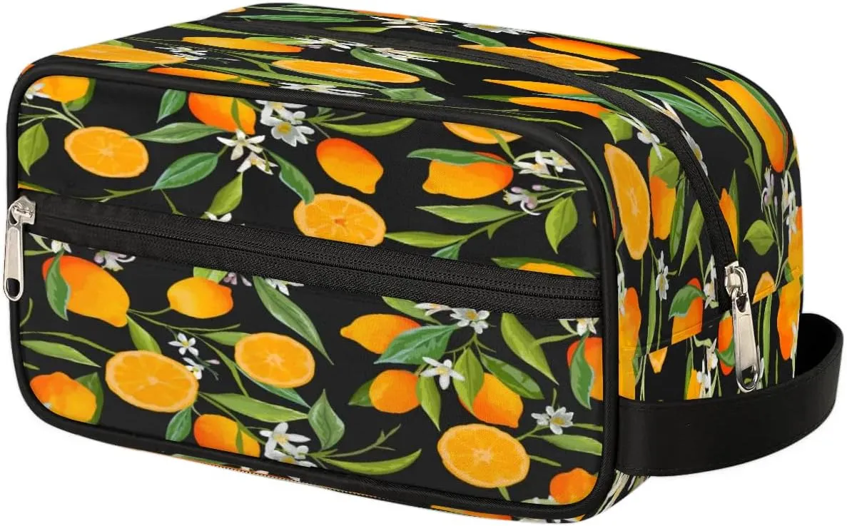 Toiletry Bag for Boys Man Tropical Lemon Flower,Travel Toiletry Bag for Woman Comestic Makeup Bag,Waterproof Shaving Bag for Toiletries Accessories Travel Essentials