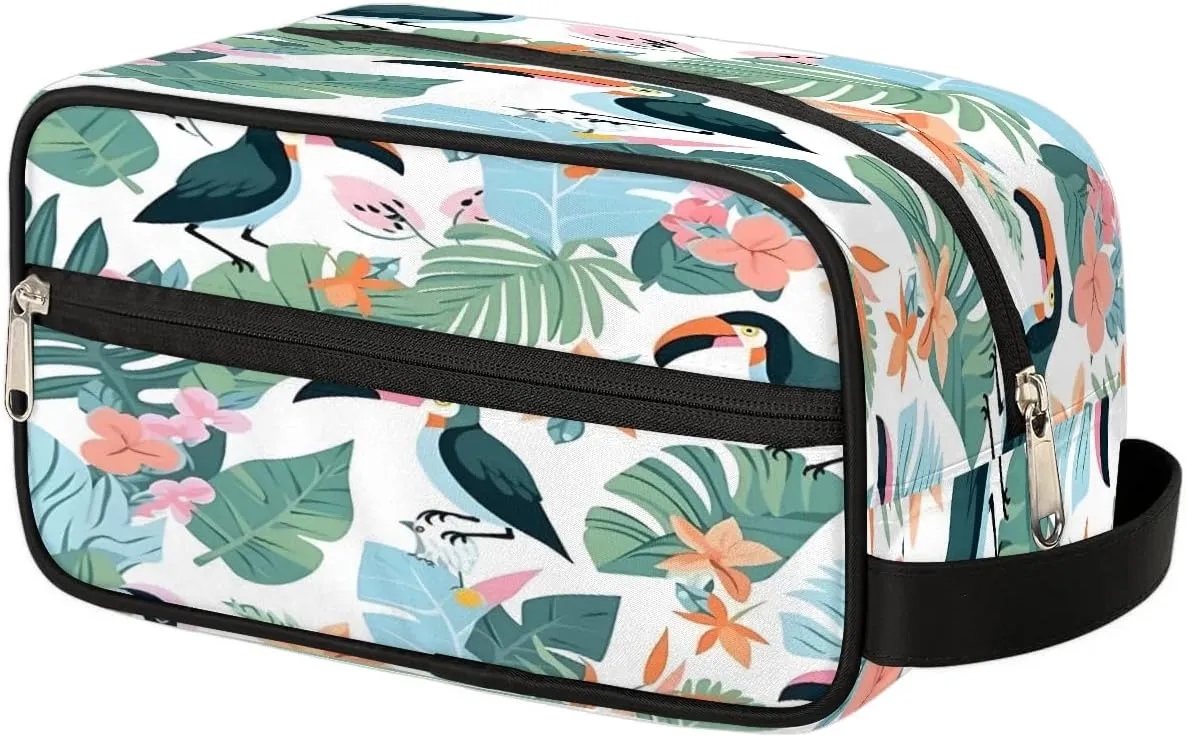 Toiletry Bag for Boys Man Tropical Parrot Bird Palm,Travel Toiletry Bag for Woman Comestic Makeup Bag,Waterproof Shaving Bag for Toiletries Accessories Travel Essentials
