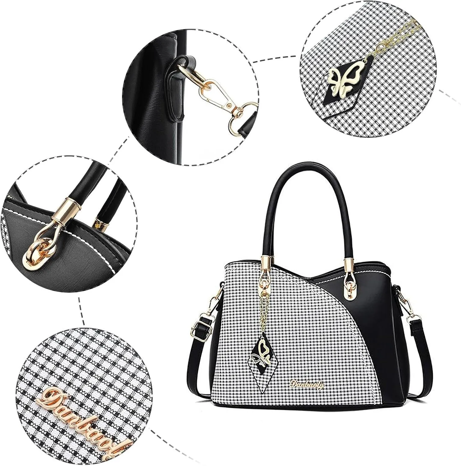 Tote Bag For Women Color Block Women Hobo Handbags Large Capacity Plaid Middle Shoulder Messenger Bag For Daily Work A