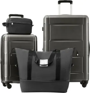 Travel Light with Expandable Luggage Set, 2-Piece Suitcases with Spinner Wheels and Bags, Dark Gray