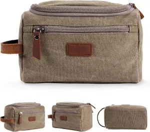 Travel Toiletry Bag for Men, Large Water-resistant Shaving Bag Toiletries Organizer, Canvas Dopp Kit, Multi-functional and Stylish, Bathroom Dopp Kit Shaving, Ideal for Travel, Camping, Gym- Green