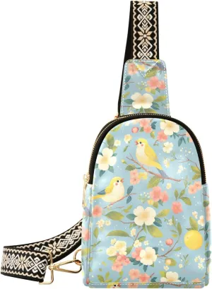 trendy Aesthetic Bird Pastel Style leather crossbody bags lightweight black crossbody fanny pack for day pack
