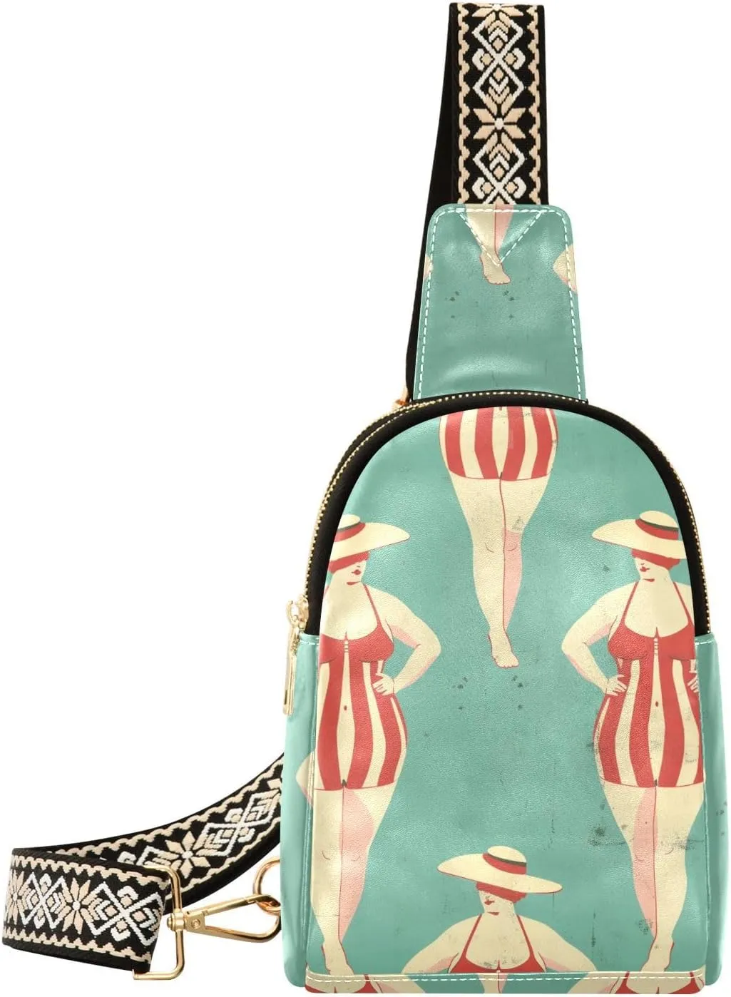 trendy Blue Swimming Woman crossbody sling bags leather fanny pack crossbody bags for travel