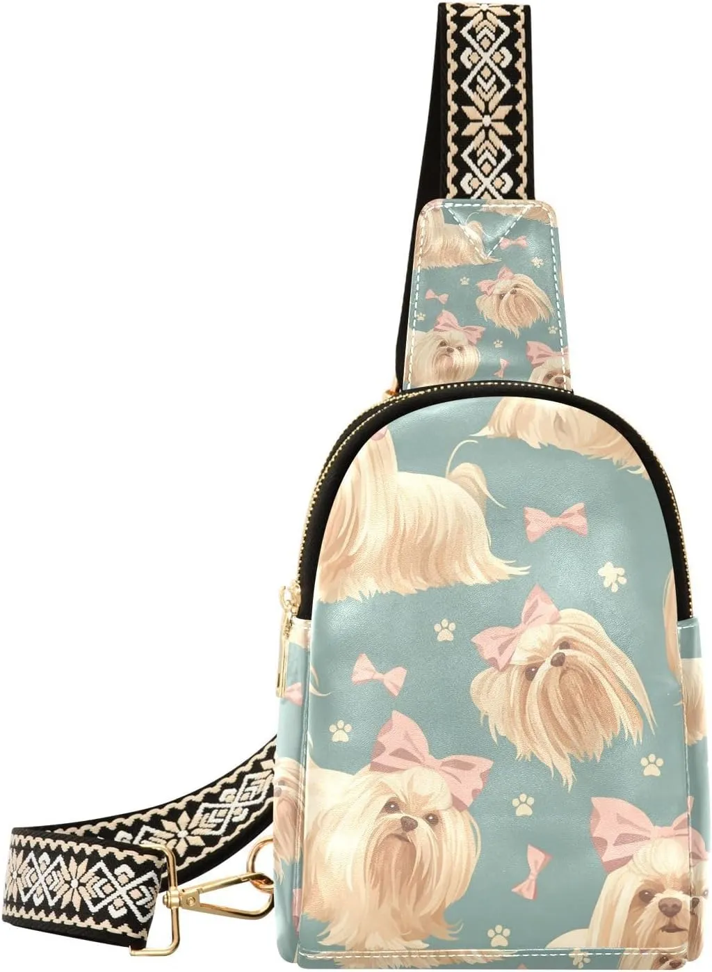 Trendy Cute Retro Rustic Dogs bag fanny pack leather over shoulder bag for hiking