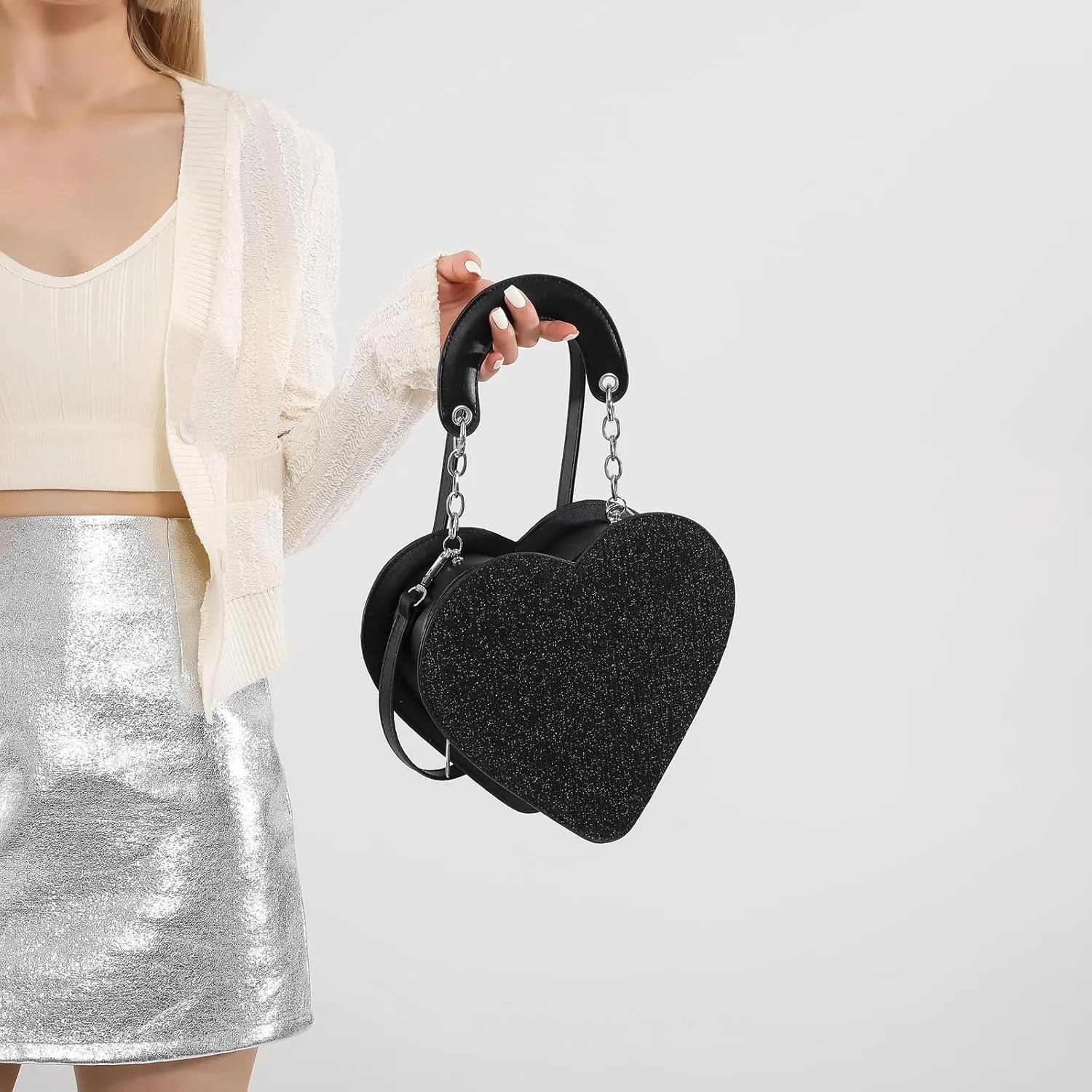 Trendy Heart Crossbody Bags Purses for Women,Cute Vegan Shoulder Bag,Evening Bags Satchel Handbags