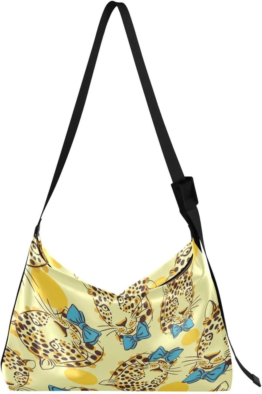 Trendy Leopard Bow Tie Hobo Crossbody Bags for Women Leather Large Shoulder Bag Cross Body Funny Animals Head Trendy Womens Tote Bags Handbag for Travel Shopping