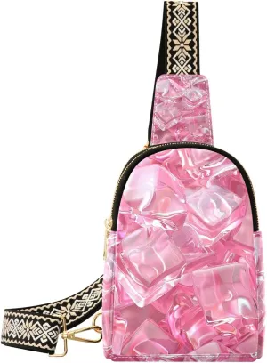 Trendy Peach Transparent Ice Cubes crossbody bags leather bags fanny pack chest for travel