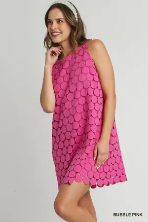 Umgee Bubble Gum Pink Polka Dot Lace Shift Dress