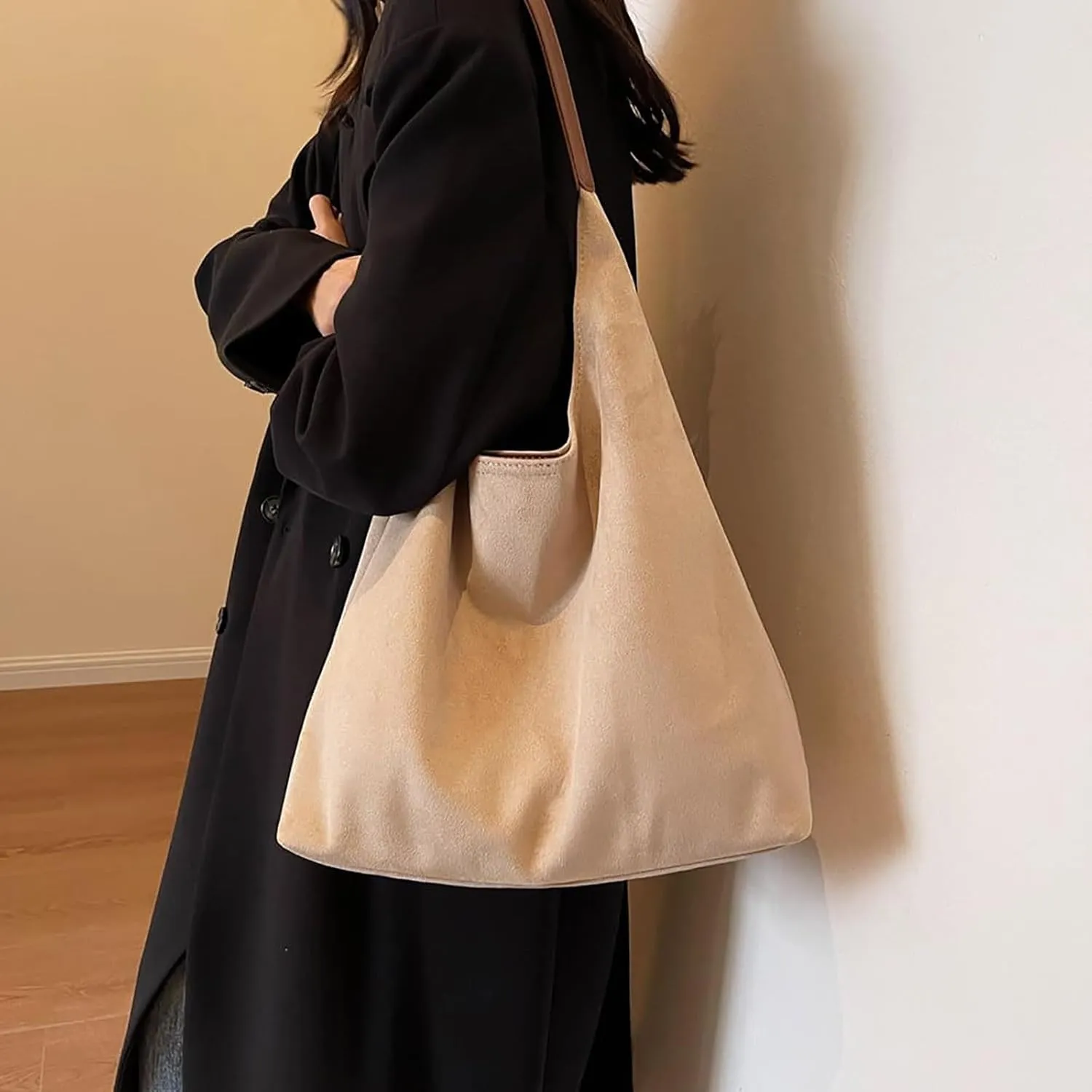 Unisex Hobo Nylon Crescent Crossbody Bag for Women Sling Shoulder Hobo Purse for Travel with Front Zipper Pocket