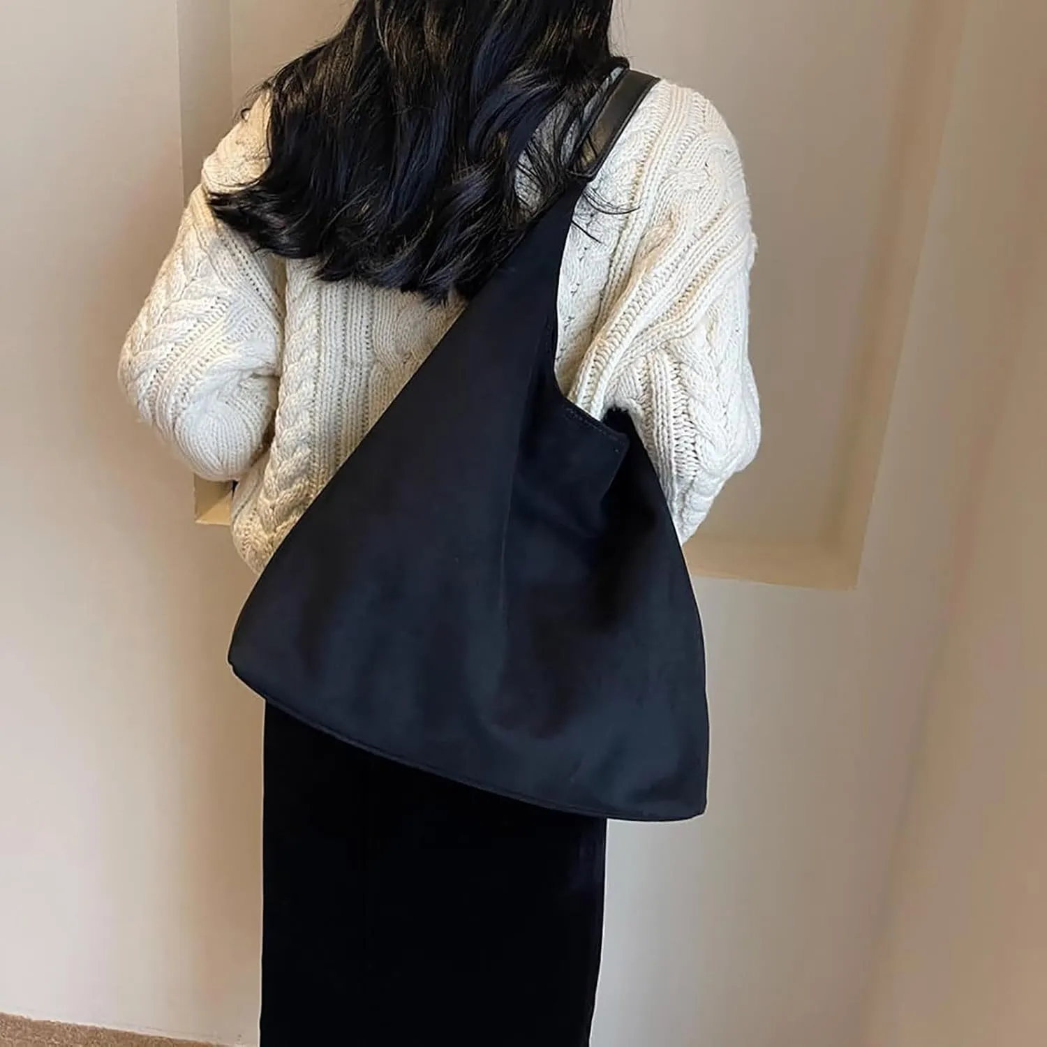 Unisex Hobo Nylon Crescent Crossbody Bag for Women Sling Shoulder Hobo Purse for Travel with Front Zipper Pocket