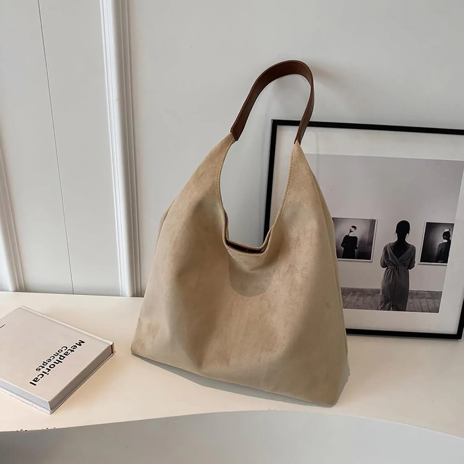 Unisex Hobo Nylon Crescent Crossbody Bag for Women Sling Shoulder Hobo Purse for Travel with Front Zipper Pocket