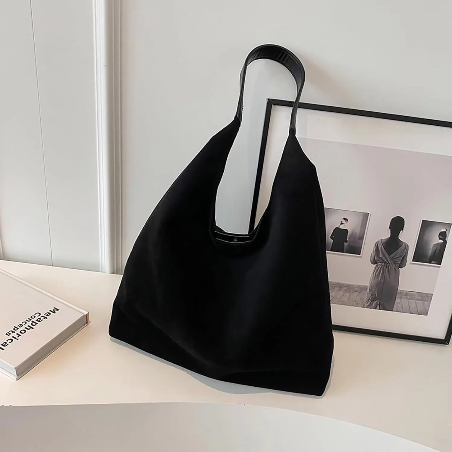 Unisex Hobo Nylon Crescent Crossbody Bag for Women Sling Shoulder Hobo Purse for Travel with Front Zipper Pocket