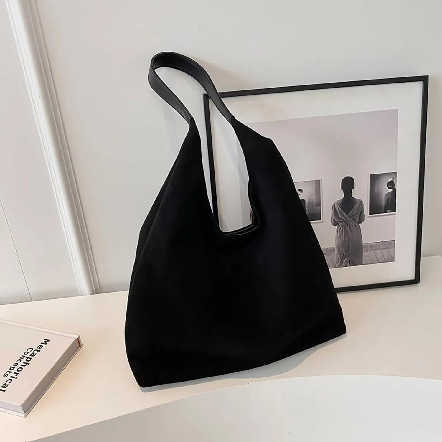 Unisex Hobo Nylon Crescent Crossbody Bag for Women Sling Shoulder Hobo Purse for Travel with Front Zipper Pocket