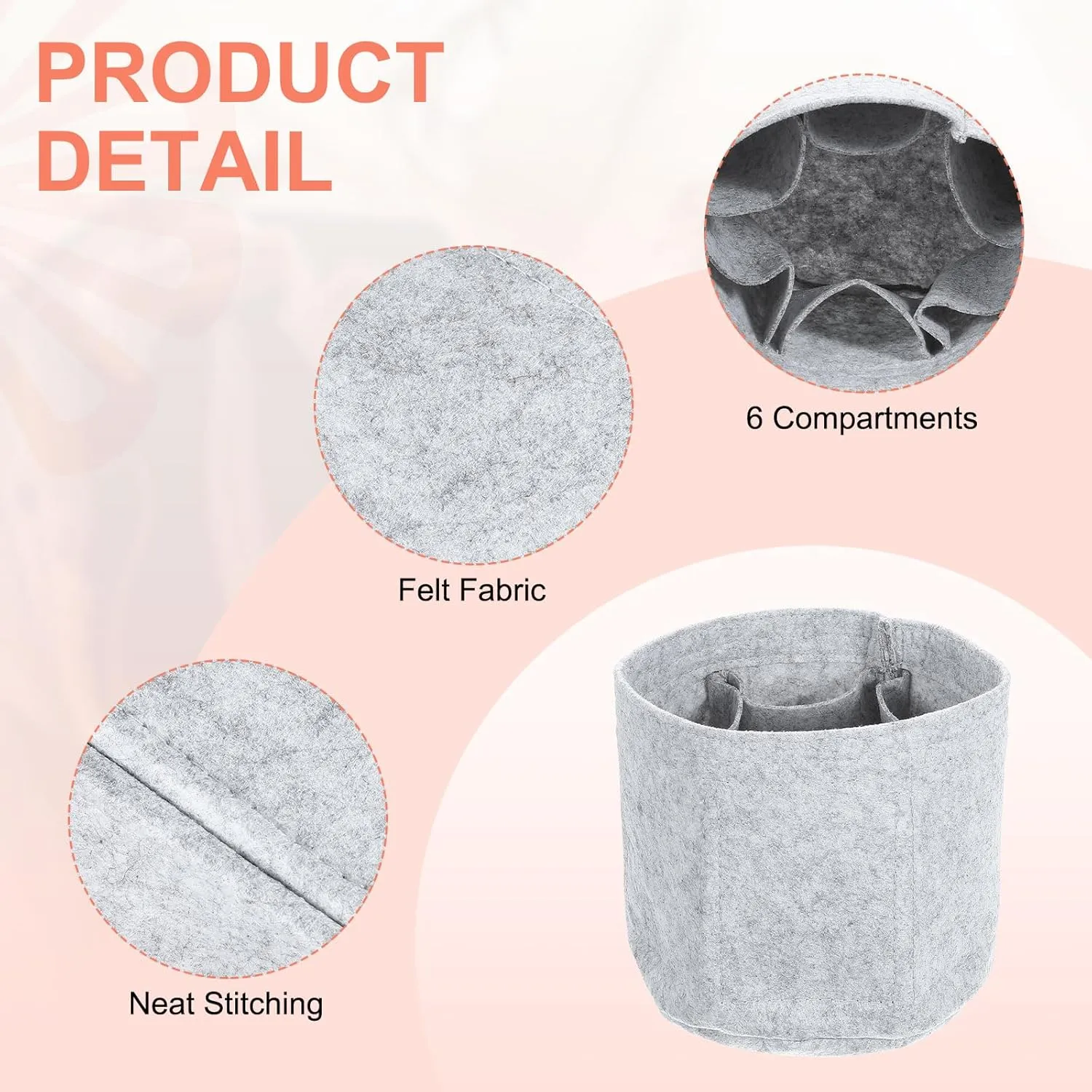uxcell Purse Organizer Insert, Portable Felt Organizer Bags Round Multiple Compartments Purse Liner for Bucket Bag, Domed Satchel, Tote Bag, Handbag Shaper (8" x 4" x 5.5", Light Grey)