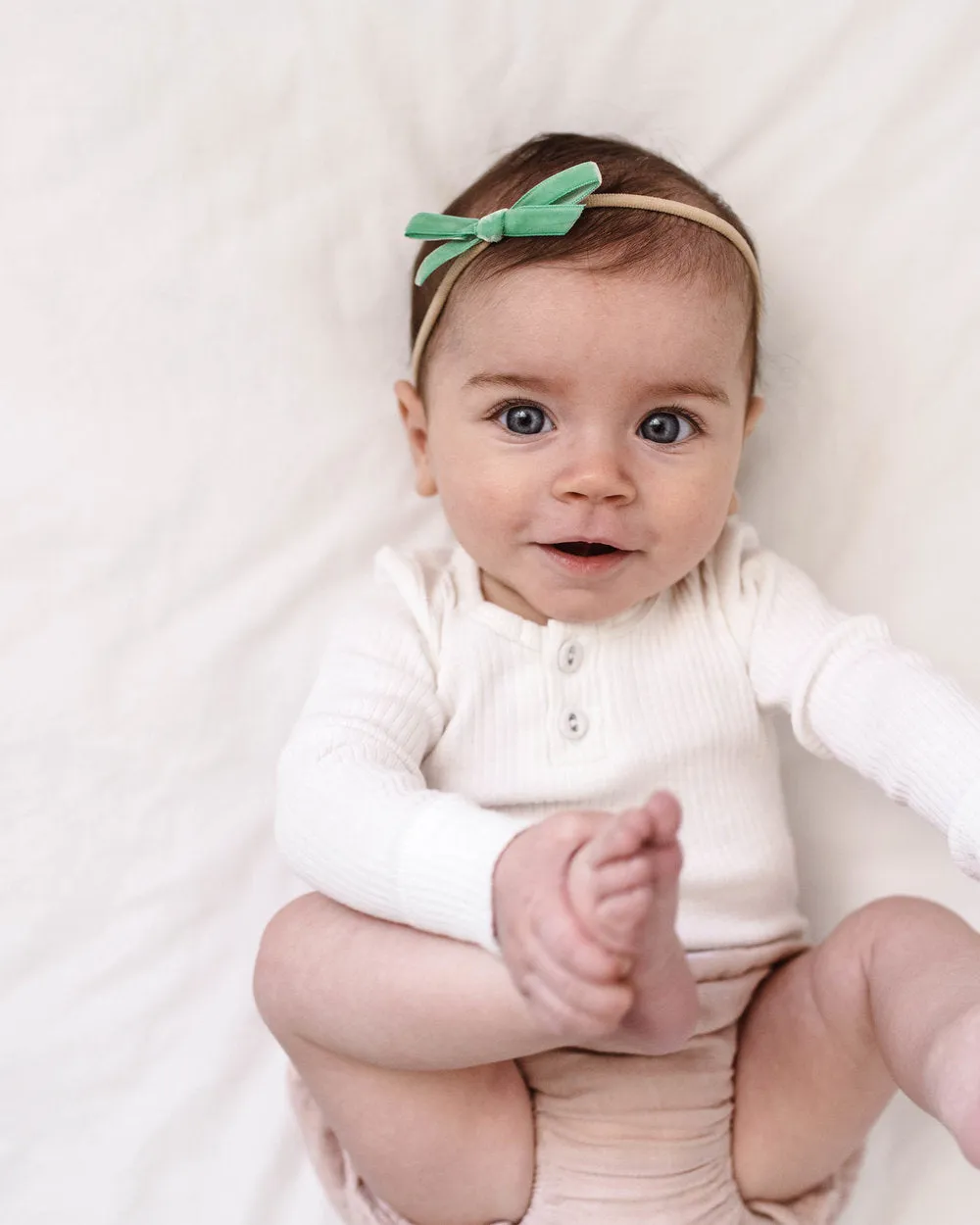Velvet Petite Bow - Olive