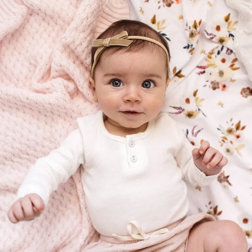 Velvet Petite Bow - Pebble