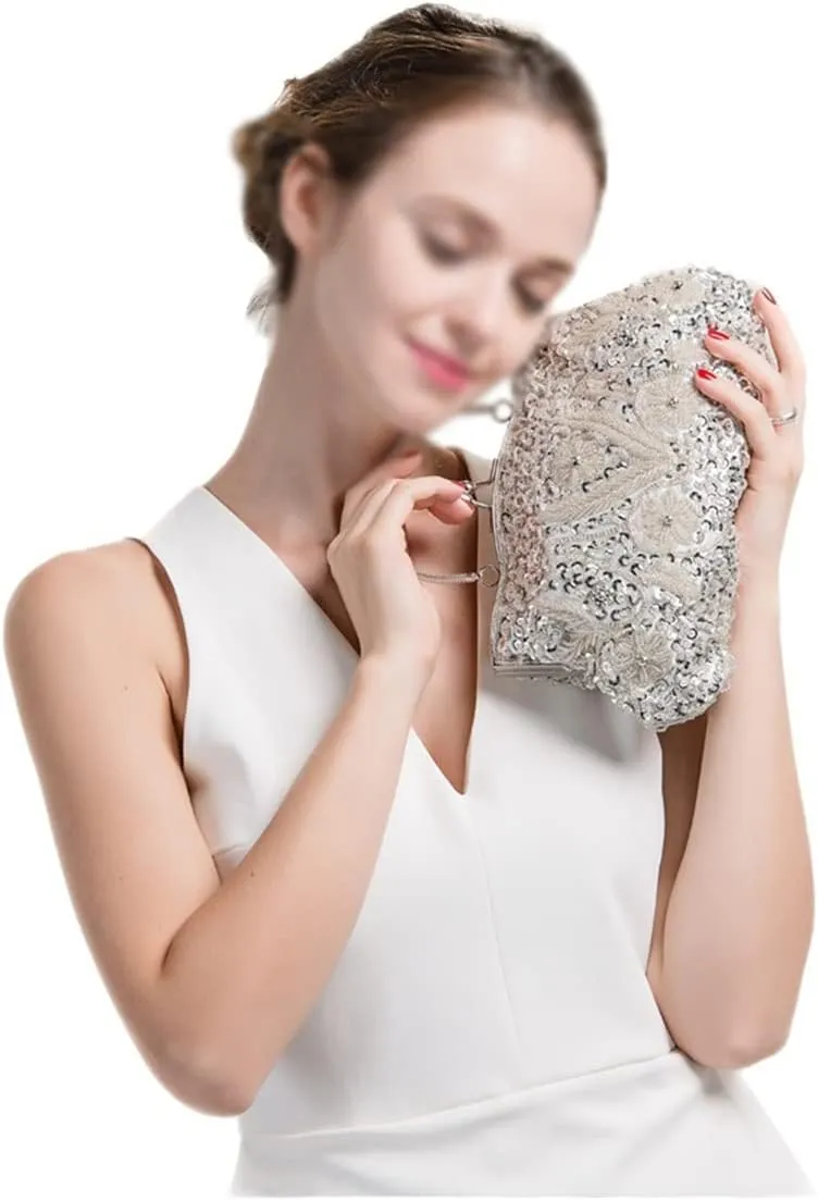 Vintage Handmade Beaded Embroidered Dress Bag Dinner Bag Elegant Cheongsam Bag Women's Handbag Beaded Bag(D)