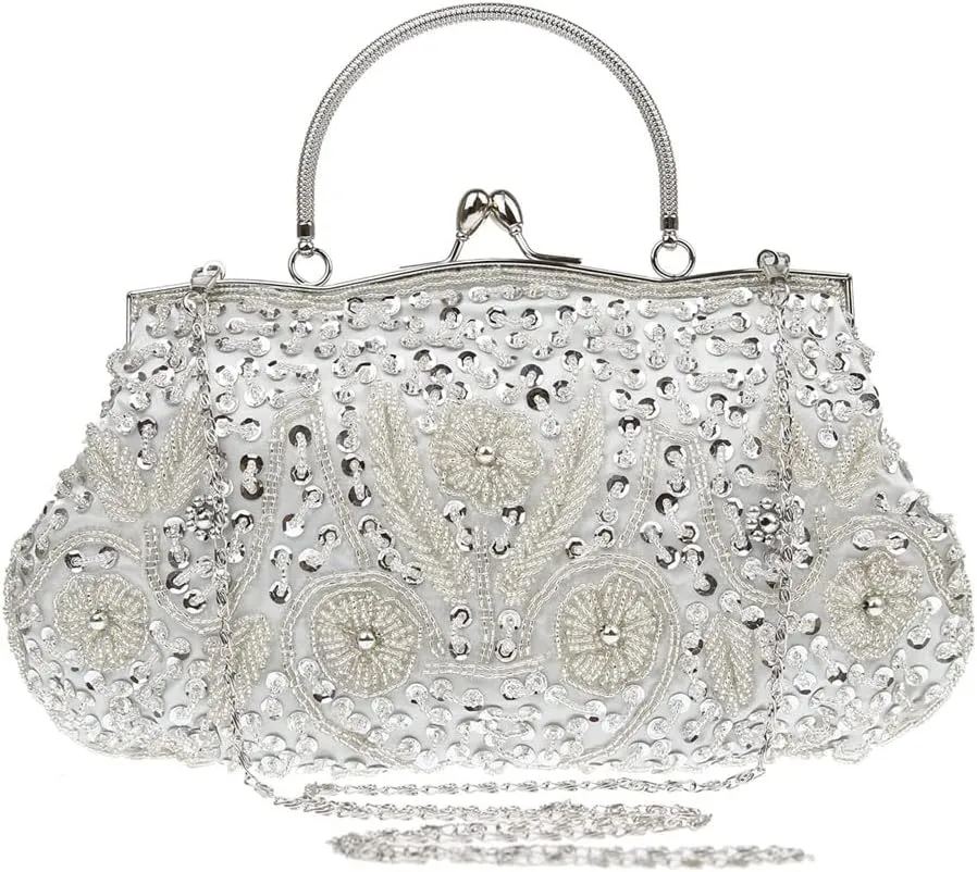 Vintage Handmade Beaded Embroidered Dress Bag Dinner Bag Elegant Cheongsam Bag Women's Handbag Beaded Bag(D)